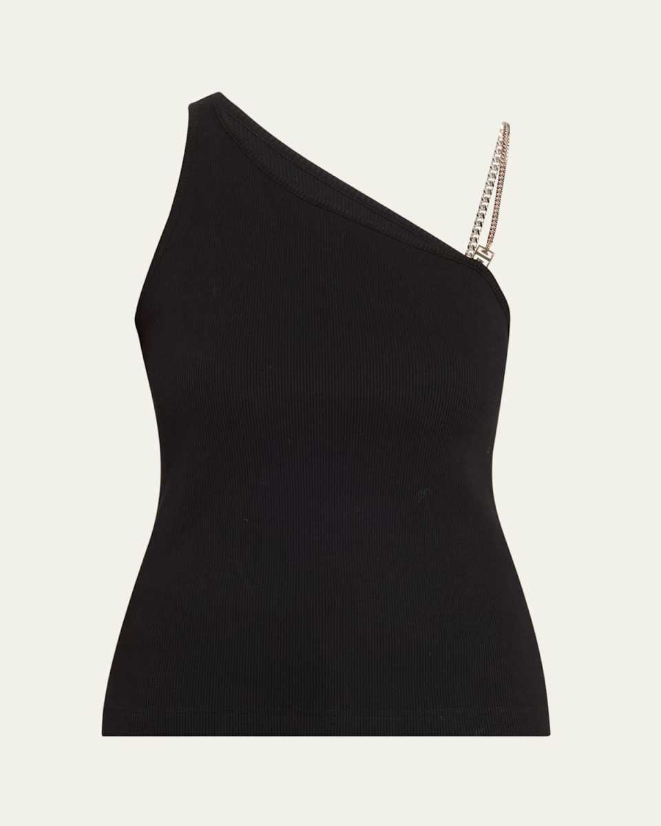 One-Shoulder 4G Logo Chain Tank Top